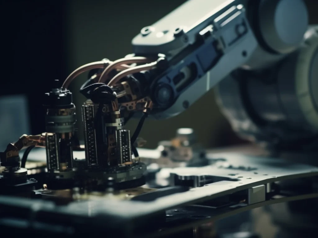 futuristic machinery working